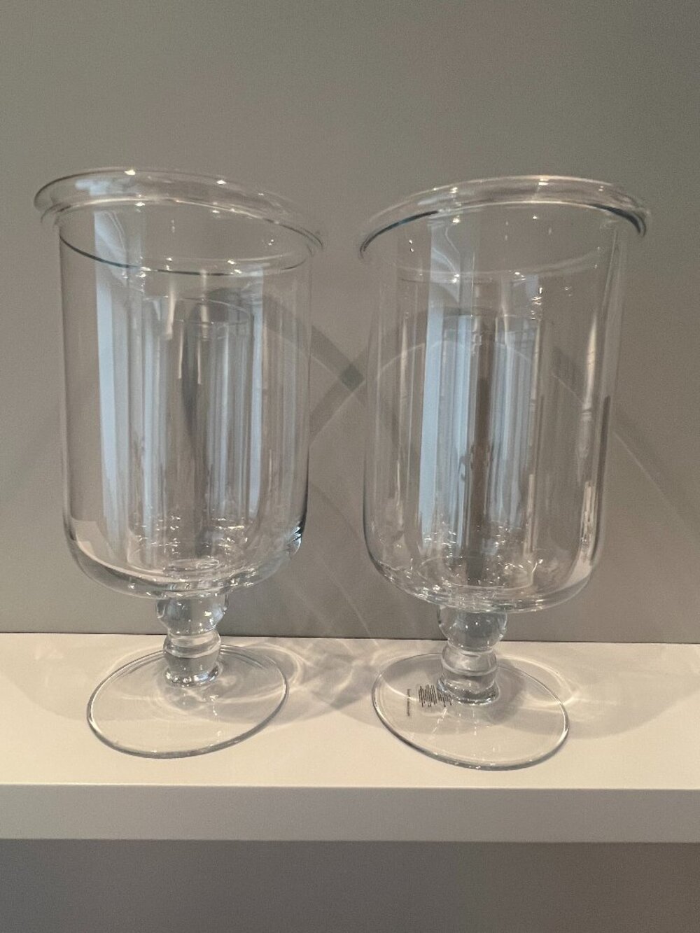 WILLIAMS SONOMA | Glass Hurricanes (Pair) with Candle Sleeves - Picture 2 of 8